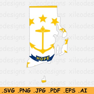 Rhode Island Karte Flagge SVG - RI USA United States of America, State Border Border Border Shape, U.S American Cut File Clipart - eps ai png jpg pdf