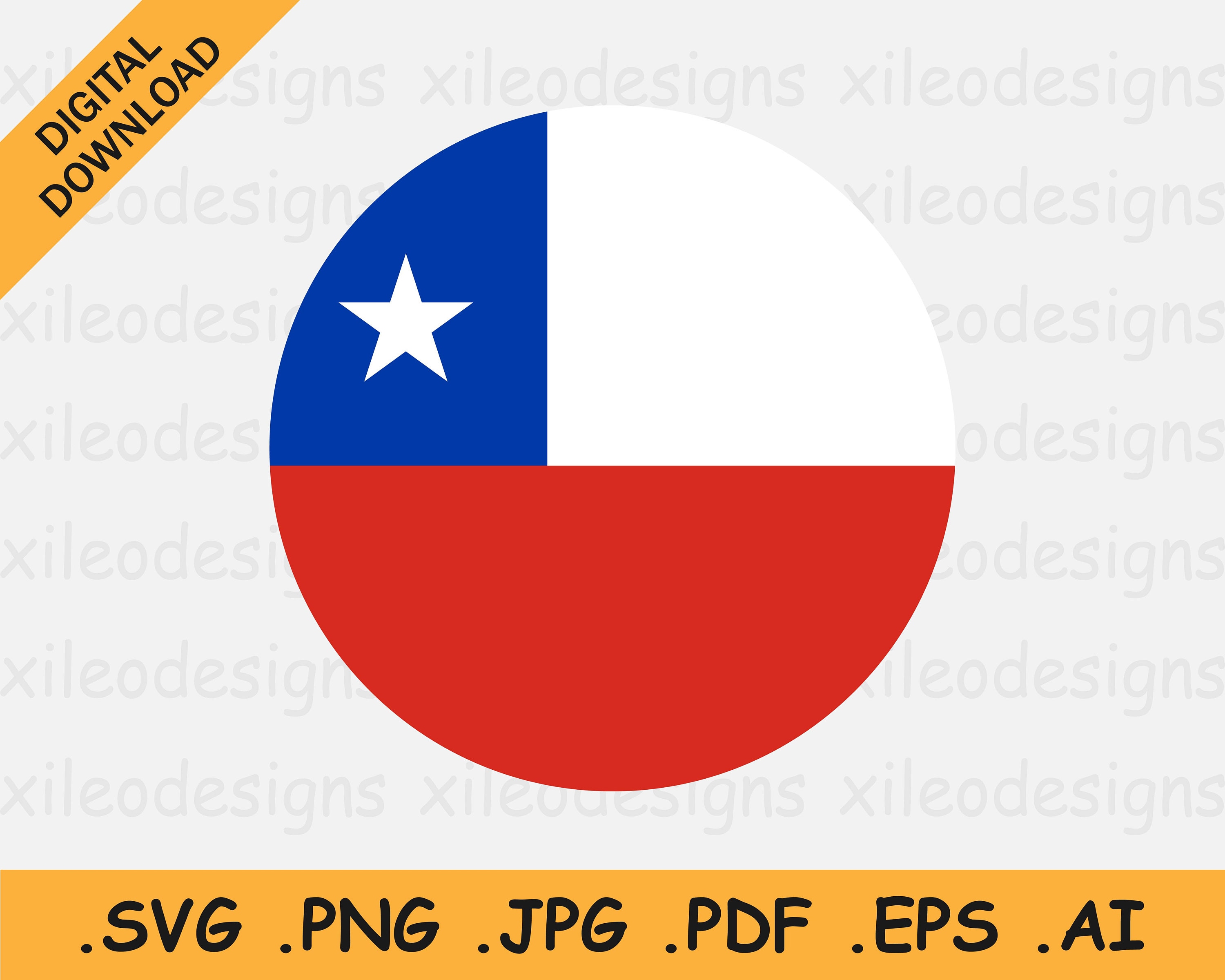 Chile Round Flag SVG Chilean Circular Banner National Etsy