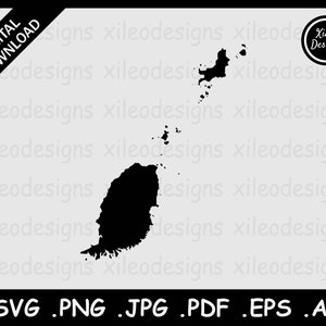 Grenada Karte SVG, Grenadian Country National Border Border Border, Black Silhouette Cutout Cricut Cut File Vektor Icon, png jpg jpeg pdf ai eps