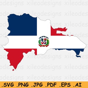 Dominican Republic Flag Map SVG, National Country Nation Silhouette Outline Atlas Geography Scrapbook Clipart Vector Icon eps ai png jpg pdf