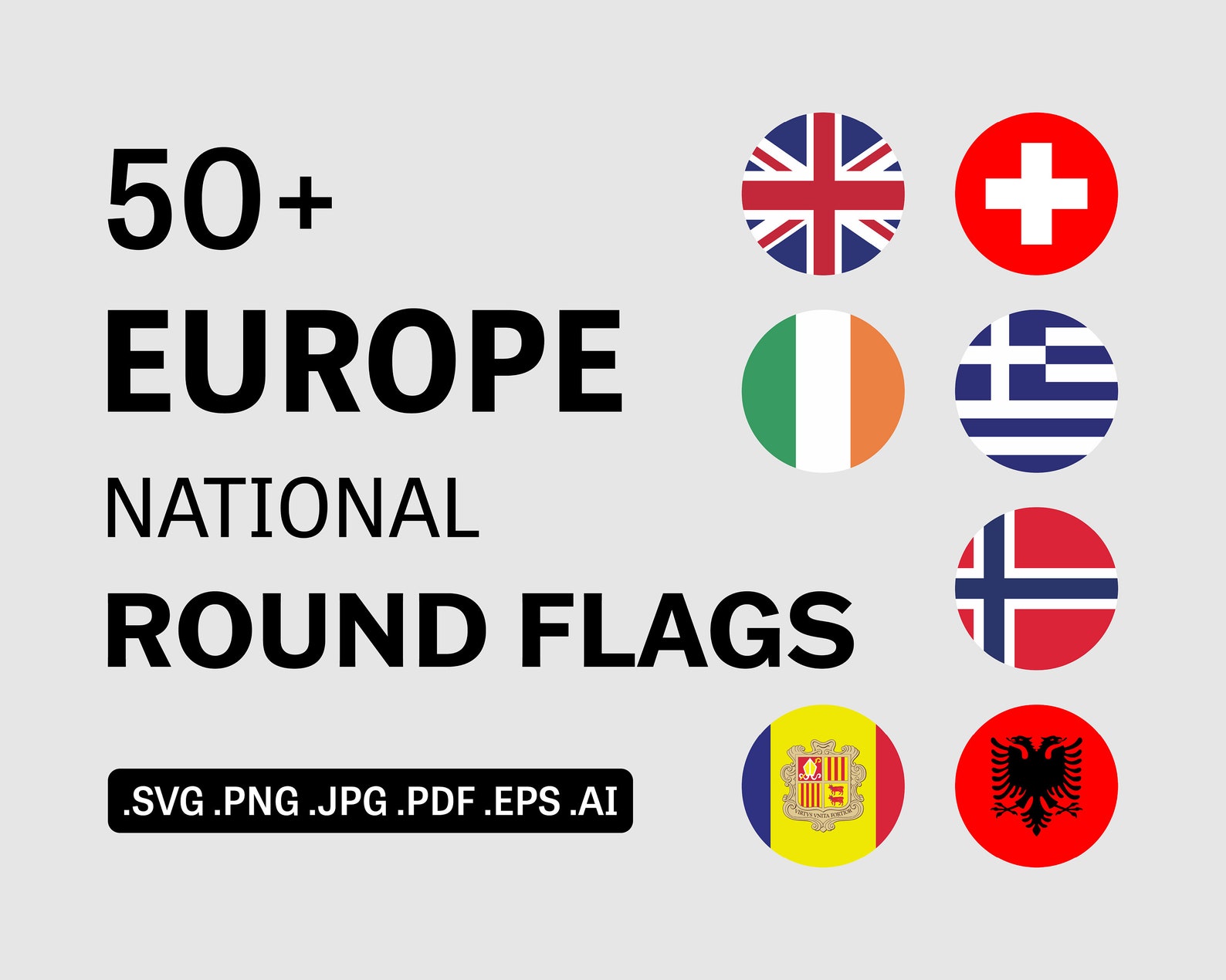 European Countries Round Flags SVG Bundle Set Europe Country | Etsy