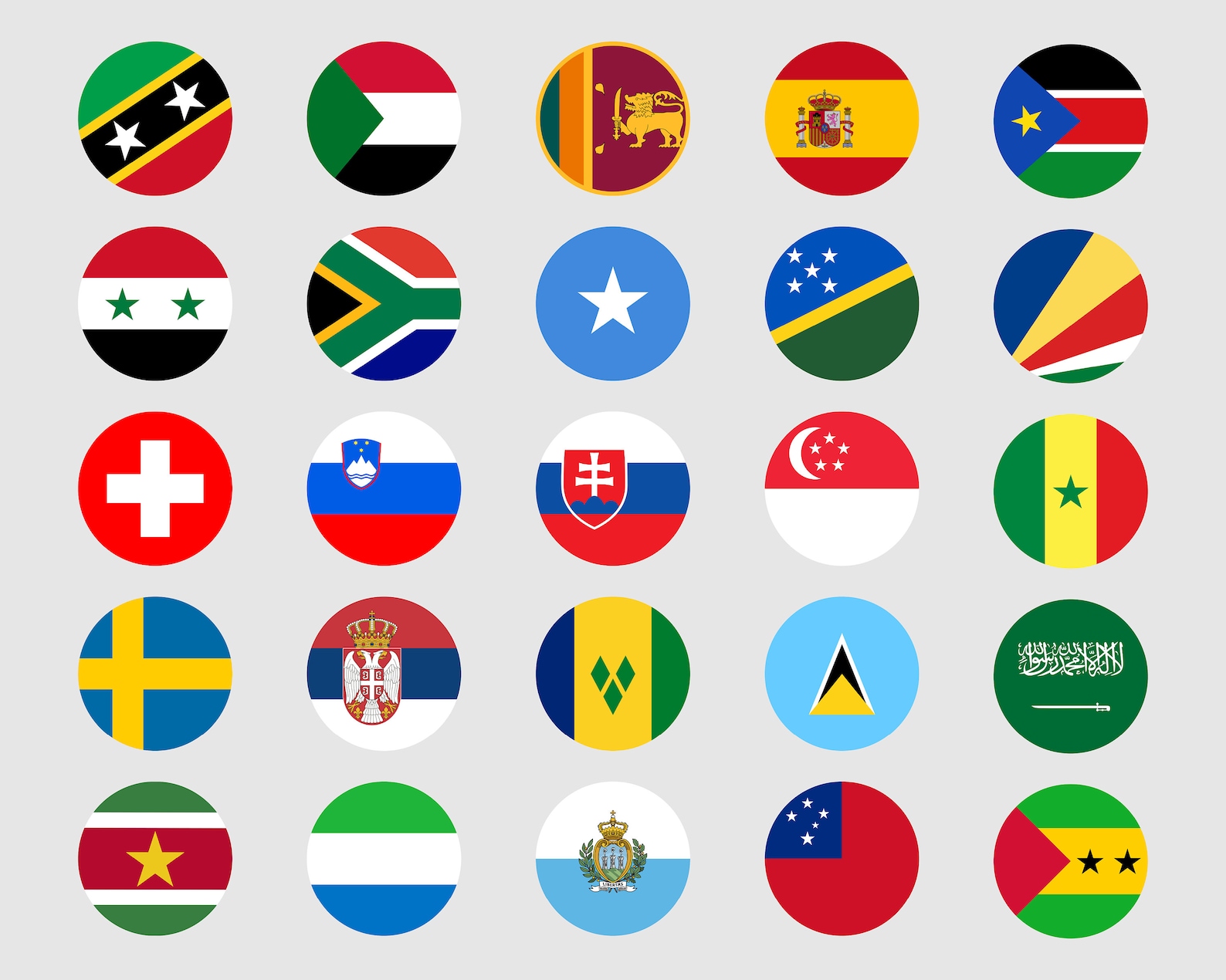 World Countries Round Flags SVG Bundle Set - Global Country Circle Flag ...