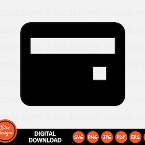 Icono de tarjeta de crédito SVG Débito Pago Plástico Préstamo Banco png jpg eps ai pdf Descarga digital Vector Gráfico Clipart Vector Signo Símbolo Cricut