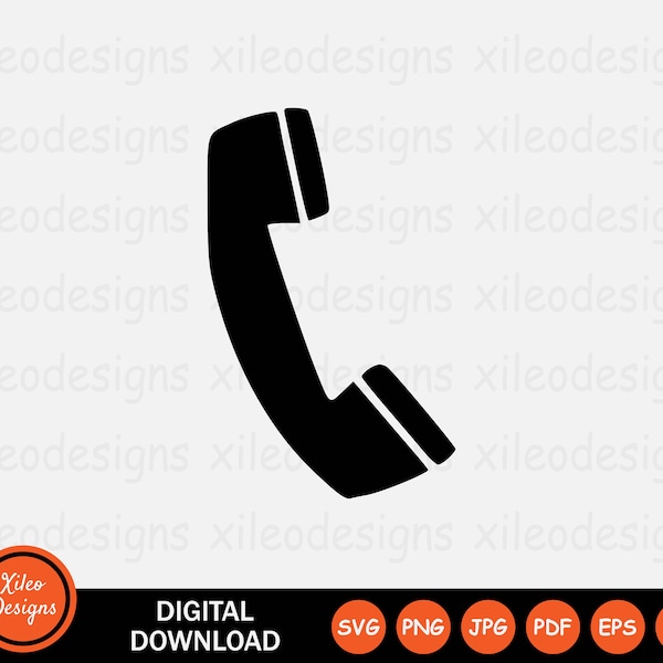 Telephone Sign SVG - Phone Receiver Call Hotline Cell Contact Black White Icon Symbol Vector Cricut Digital File Clipart png jpg eps pdf ai