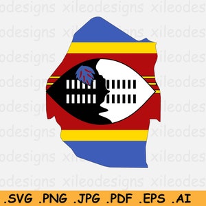 Eswatini Vlag Kaart SVG, Swaziland Cricut Cut File, Land Natie Silhouet schets Atlas, Scrapbook Clipart Vector Icon- eps ai png jpg pdf