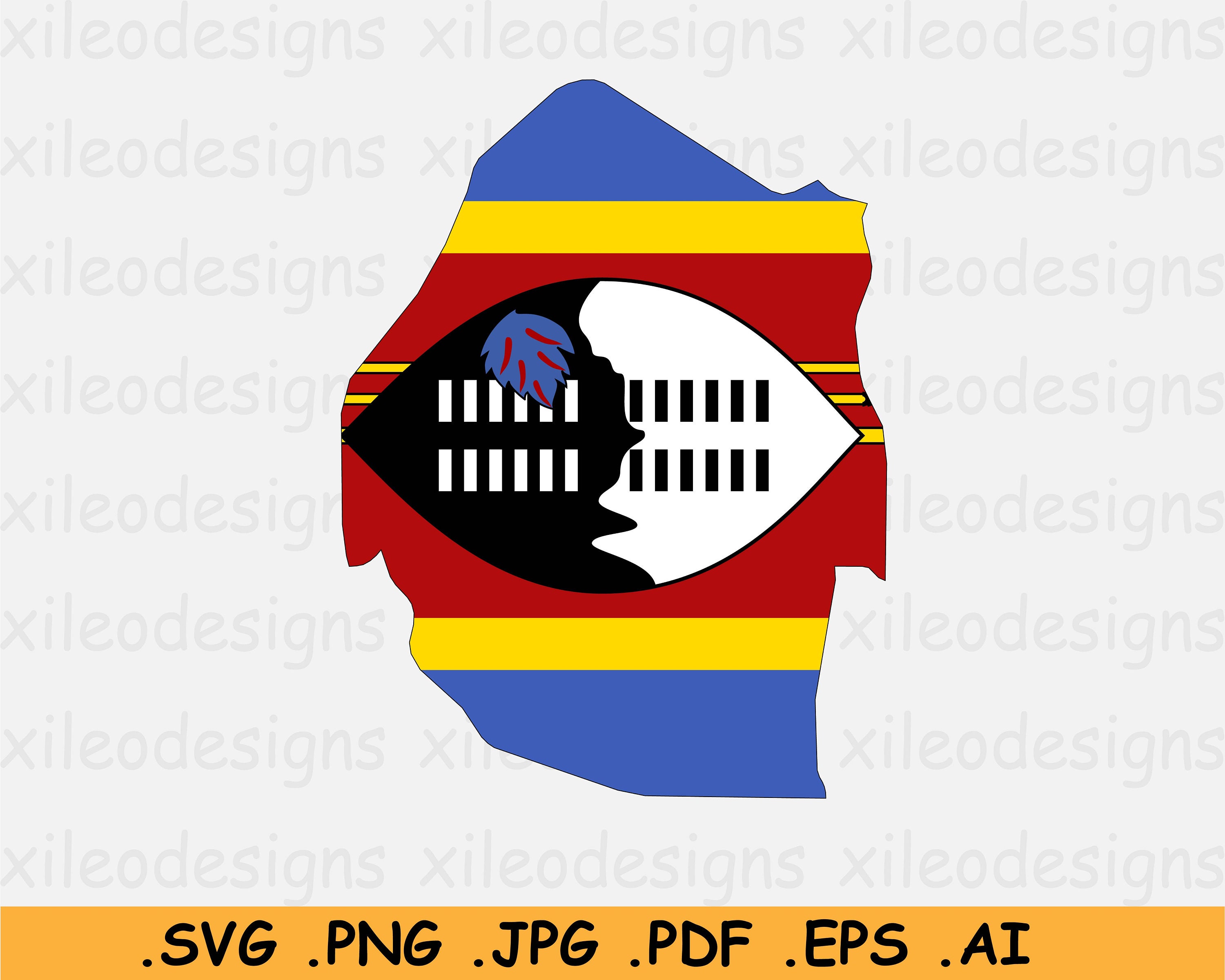 Vlag Van Eswatini of Swaziland Om De Golven Te Sluiten. Stock