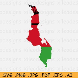 Malawi Kaart Vlag SVG, Malawische SVG Cricut Cut File, Land Natie Silhouet Outline Atlas, Scrapbook Clipart Vector Icon eps ai png jpg pdf