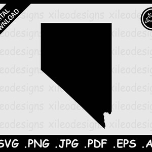 Nevada Kaart SVG, NV USA State Boundary Border, Nevadan Verenigde Staten Black Silhouette Cricut Cut File Vector Icon, png jpg jpeg pdf eps ai