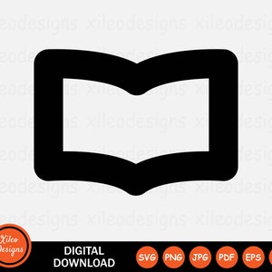 Open Book Page Icon SVG Reading Library School Learning Sign Symbol Cricut Vector Graphic Vector Clipart png jpg eps ai pdf Digital Download