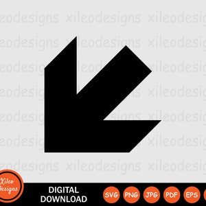 Pijl linksonder pictogram SVG - punt wijzen richting navigatie zwart wit teken symbool Vector Cricut digitale clipart png jpg eps pdf ai