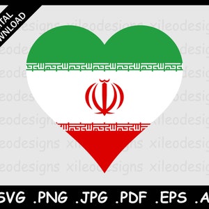 Iran Heart Flag SVG, Iranian Love Shape Banner, National Nation Country Clipart Vector Digital Icon Cricut Cut File, svg eps ai png jpg pdf