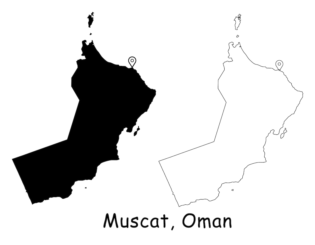 Muscat Oman Map Capital City Country Location Pin Black White ...