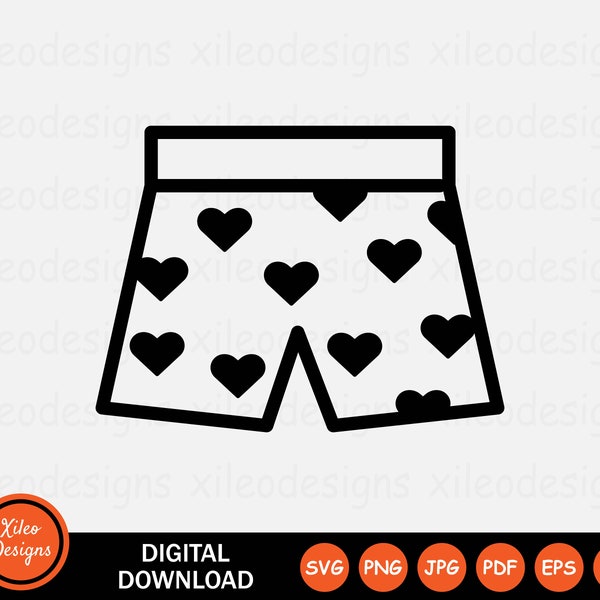 Heart Shape Polka Dots Boxers Pants Shorts Underpants Trunks Icon Symbol Sign Clipart Cricut Vector Digital Download svg png jpg pdf eps ai