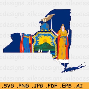 New York Karte Flagge SVG - NY USA Vereinigte Staaten von Amerika, Us-Amerikanische Grenze Grenzform Land Plotterdatei Clipart, eps ai png jpg pdf