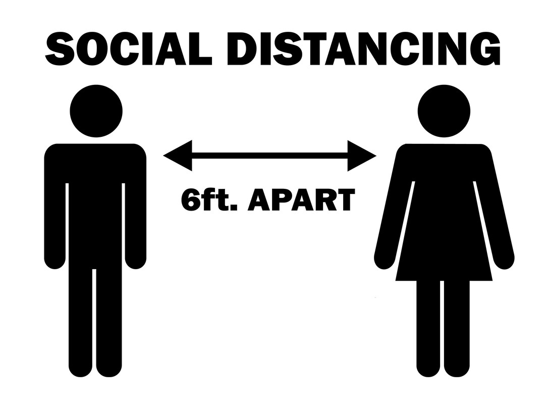 Man Woman 6 Ft Six Feet Apart Away Social Distancing Distance Etsy