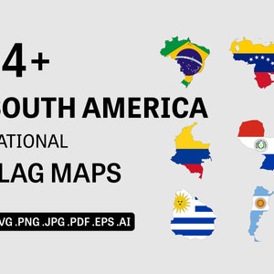 Zuid-Amerika Landen Vlag Kaarten SVG, Zuid-Amerikaanse Land Nation Nationale Grens Grens Geografie Vector Atlas Icon eps ai png jpg pdf