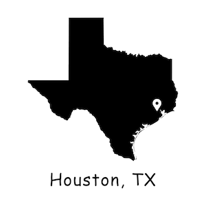 Houston stad op de kaart van de staat Texas, kaart Houston TX, Texas, VS, Houston Texas TX locatie pin drop kaart, instant digitale download svg png eps jpg