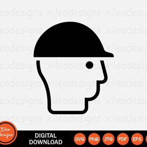Puede incluir: Silueta en blanco y negro de una persona con un casco. La persona está mirando hacia la derecha. La imagen es una descarga digital.