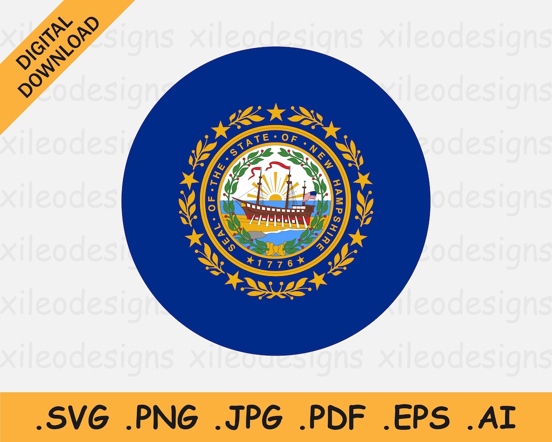 New Hampshire Round Flag SVG, NH USA Circular Circle American Us State ...