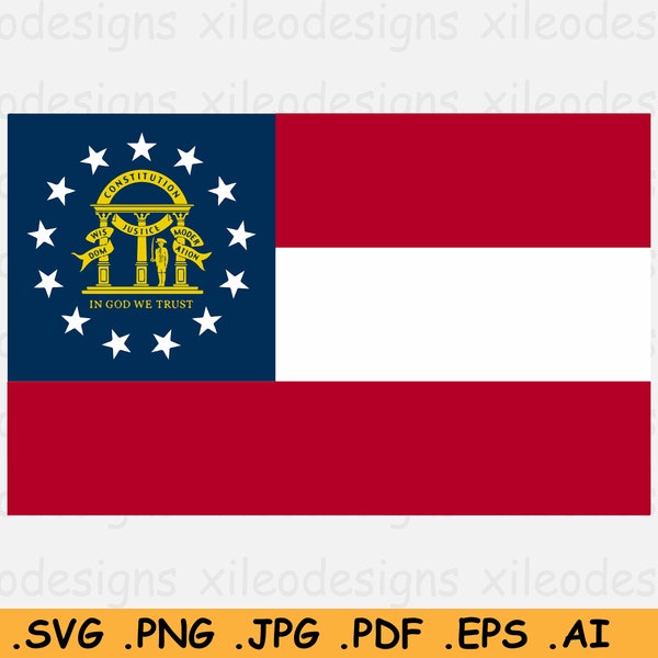 Georgia Flag SVG - GA USA U.S. State Banner, American United States of America, Clipart Vector Graphic Icon Logo Symbol - eps ai png jpg pdf