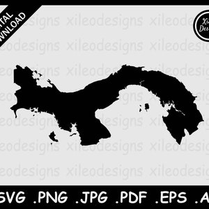 Panama Karte SVG, Panamanische Landkarte, Schwarze Silhouette Cutout Cricut Cut File Vektor Icon png jpg jpeg pdf ai eps