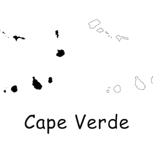 Kaart van Kaapverdië, kaart van Kaapverdië, zwart wit gedetailleerde effen omtrek grens land kaart van Kaapverdië, instant digitale download svg png eps ai