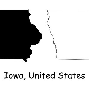Iowa Map SVG - IA USA United States of America us, Schwarz-Weiß Silhouette Clipart Vektor Grafik Icon Banner - svg eps png jpg
