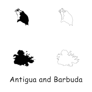 Antigua and Barbuda Map, Map of Antigua and Barbuda, National Country Solid Outline Border Boundary, Instant Digital Download svg png eps ai