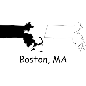 Boston Massachusetts MA Hauptstadt Lage auf einer State Map USA Silhouette Outline Geography Digital Download Vektor jpg svg png pdf eps ai