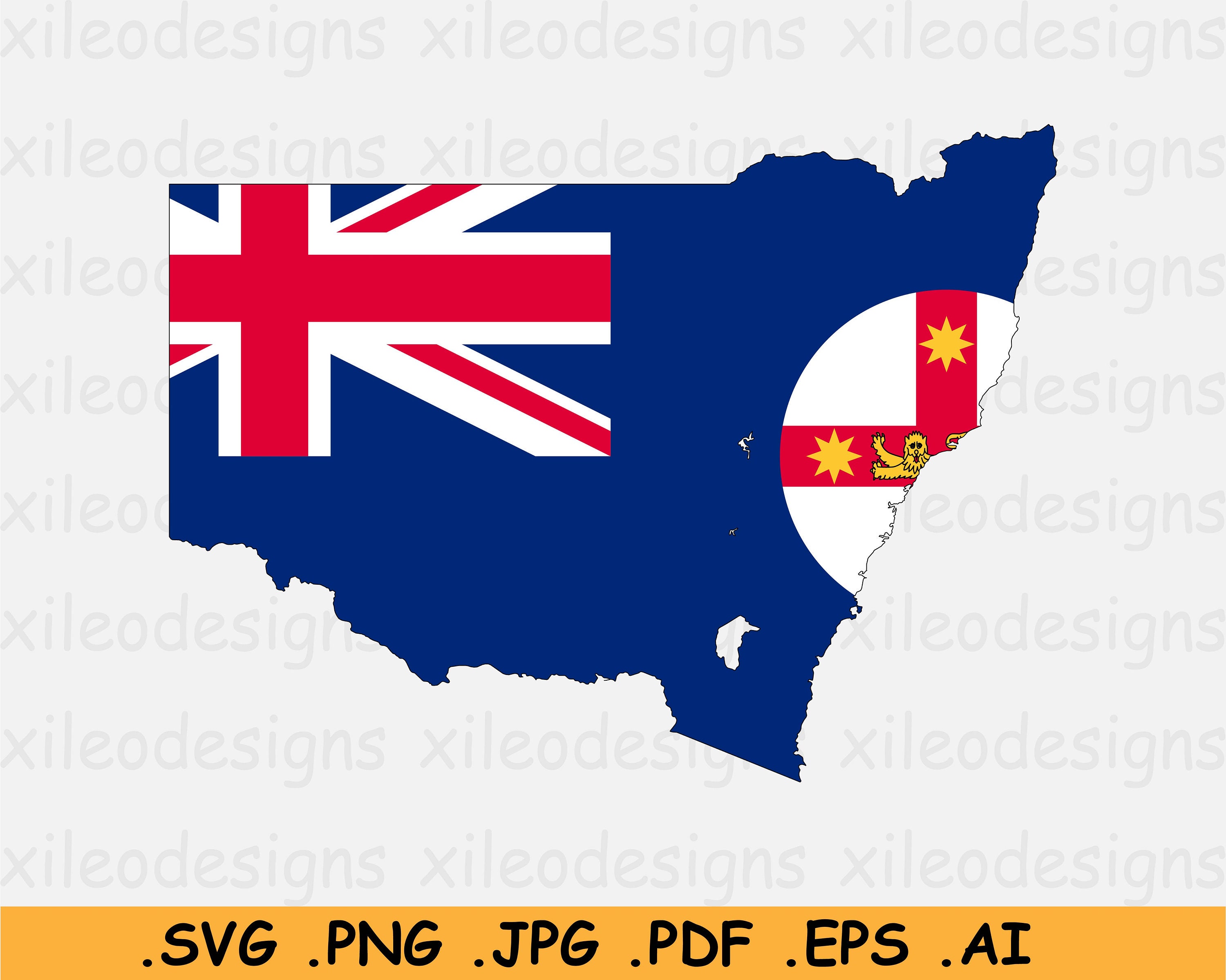 New South Wales Map New South Wales Map Flag Svg Nsw Australia State Border | Etsy Israel