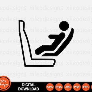 Fotelik dziecięcy skierowany tyłem do kierunku jazdy SVG - Ikona fotelika samochodowego dla dzieci Symbol znaku wektorowego Cricut Digital Download Clipart png jpg eps pdf ai