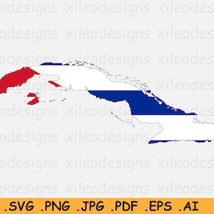 Kuba Flagge Karte SVG, Kuba SVG Cricut Cut File, Karibik Land Nation Silhouette Umriss, Scrapbook Clipart Vektor Icon, eps ai png jpg pdf