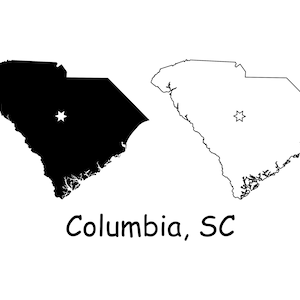 Columbia Caroline du Sud SC Capital City Position sur une carte d’État USA Vector Silhouette Outline Digital Download Icon jpg svg png pdf eps ai