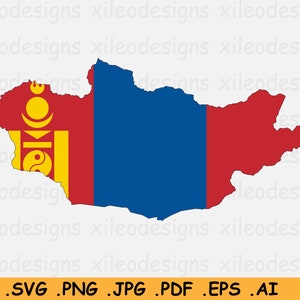 Mongolië Kaart Vlag SVG, Mongoolse Cricut Cut File, Land Natie Silhouet Outline Atlas, Scrapbook Clipart Vector Icon, eps ai png jpg pdf