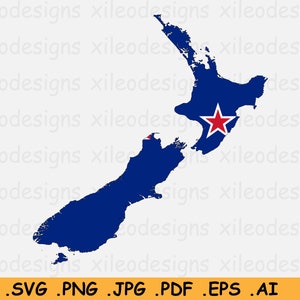 Nieuw-Zeeland Kaart Vlag SVG, NZ Kiwi Cricut Cut File, Land Natie Silhouet Outline Atlas, Scrapbook Clipart Vector Icon eps ai png jpg pdf