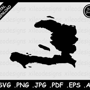 Carte d’Haïti SVG, Frontière nationale du pays haïtien, Hayti Silhouette Noire Découpe Cricut Fichier Vecteur Icône, png jpg jpeg pdf ai eps