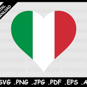 Bandeira do coração da Itália SVG, banner em forma de amor italiano, ícone do vetor do país da nação nacional Clipart Arquivo digital Cricut Cut, eps ai svg png jpg pdf
