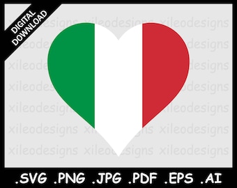 Italy Heart Flag SVG, Italian Love Shape Banner, National Nation Country Vector Icon Clipart Digital Cricut Cut File, eps ai svg png jpg pdf