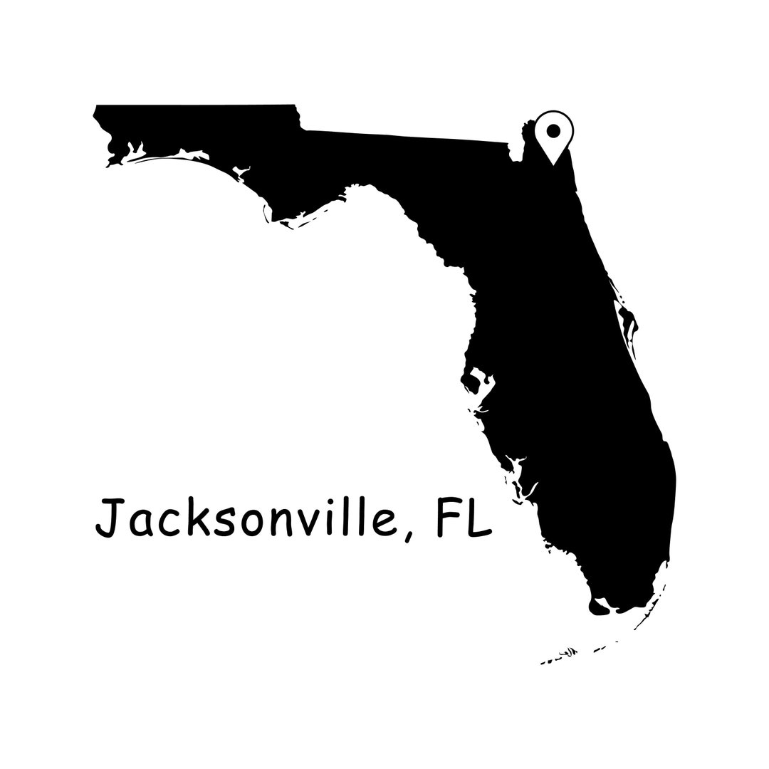 Jacksonville City on Florida State Map, Jacksonville FL USA Map