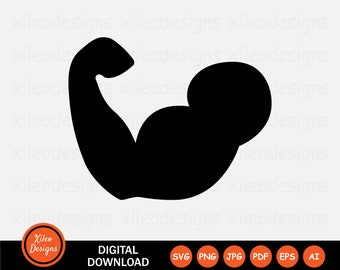 Bicep Icon SVG Arm Muscle Strong Muscular Bodybuilding Sign Symbol Graphic Vector Clipart Cricut Digital Download Vector png jpg eps pdf ai