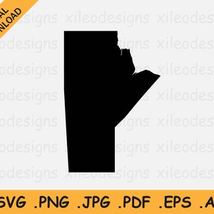 Manitoba Kanada Karte SVG - Kanadier Provinz Rand Rand Form Schwarz Silhouette, Cricut Cut File Icon Clipart Vektor, eps ai png jpg pdf