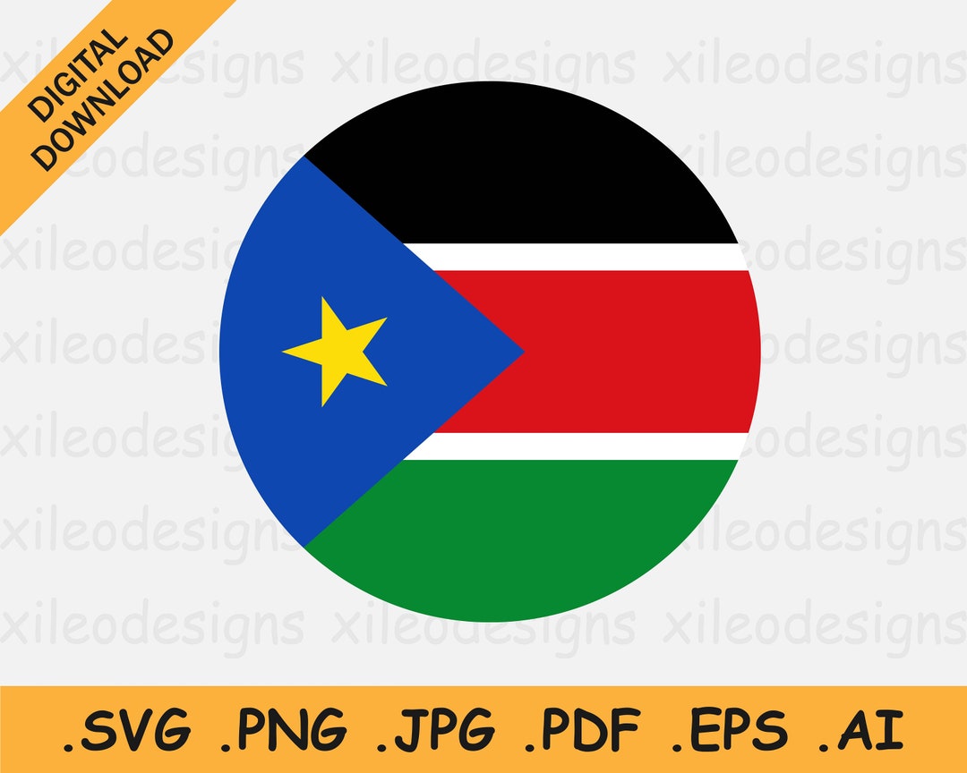 South Sudan Round Flag SVG, Country National Circular Circle Banner ...