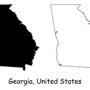 Georgia Map SVG - GA USA United States of America us, Black Outline Silhouette Clipart Vektor Grafik Icon Banner - svg eps ai png jpg pdf