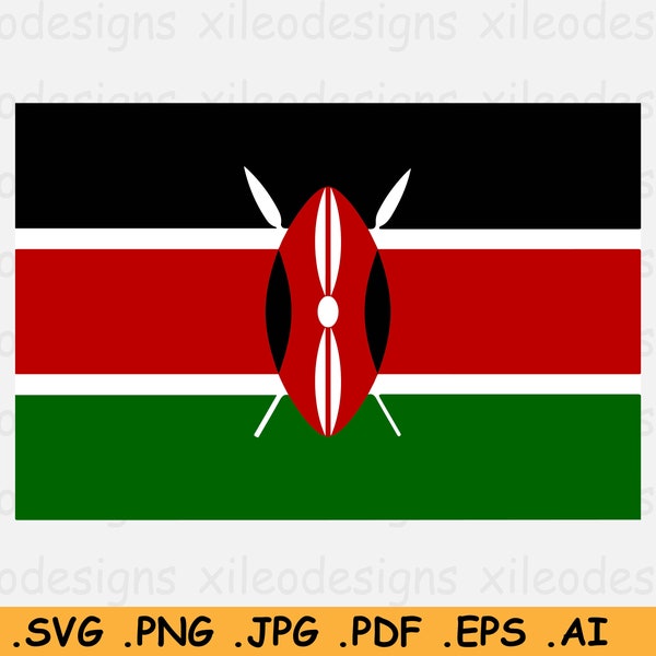 Kenya National Flag SVG, Kenyan Nation Country Banner, Cricut Cut File, Digital Download, Clipart Vector Graphic Icon - eps ai png jpg pdf