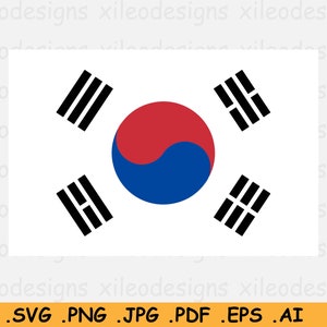 South Korea SVG National Flag, Korean Nation Country Banner, Cricut Cut File, Digital Download, Clipart Vector Graphic - eps ai png jpg pdf