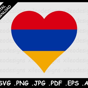 Op de afbeelding: Een hartvormig ontwerp in rood, blauw en geel, dat de vlag van Armenië voorstelt.