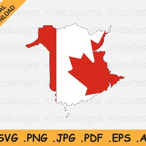 New Brunswick Map Canada Flag SVG - Canadian Province Shape Border Boundary Outline, Cricut Cut File Vector Icon, eps ai png jpg pdf