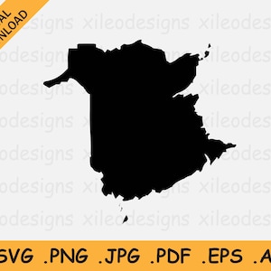 Carte du Canada du Nouveau-Brunswick SVG - Forme de frontière de la frontière de la province canadienne Silhouette noire, Cricut Cut File Clipart Vector, eps ai png jpg pdf
