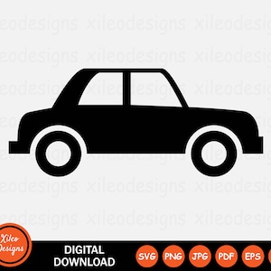 車のアイコン SVG 車両 側面図 自動車 輸送 タクシー デジタル ダウンロード サイン シンボル Cricut ベクター グラフィック クリップアート ベクター png jpg eps ai pdf