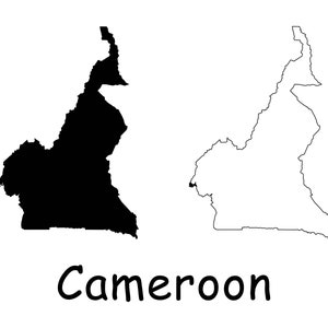Karte von Kamerun, kamerunische Karte, schwarz weiß detaillierte solide Umriss Landkarte Kamerun, sofortiger digitaler Download svg png eps ai